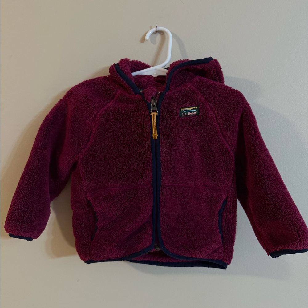 L.L. Bean Kids Plush Hooded Fleece Jacket - Berry Plum 6-12 months